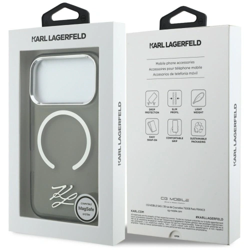 Etui Karl Lagerfeld IML KL Script Logo MagSafe do Apple iPhone 17 Pro Max czarny