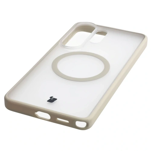 Etui z pierścieniem magnetycznym Bizon Case MatteO do Samsung Galaxy S26 Ultra przydymione-beżowe