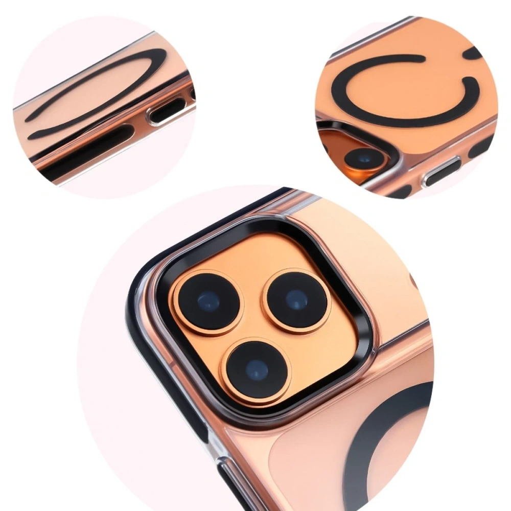 Etui z pierścieniem magnetycznym Bizon Case Marco do Apple iPhone 17 Pro Max przezroczyste z czarną ramką