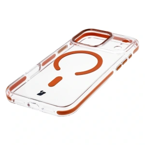 Etui z pierścieniem magnetycznym Bizon Case Marco do Apple iPhone 17 Pro Max przezroczyste z pomarańczową ramką