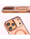 Etui z pierścieniem magnetycznym Bizon Case Marco do Apple iPhone 17 Pro Max przezroczyste z pomarańczową ramką