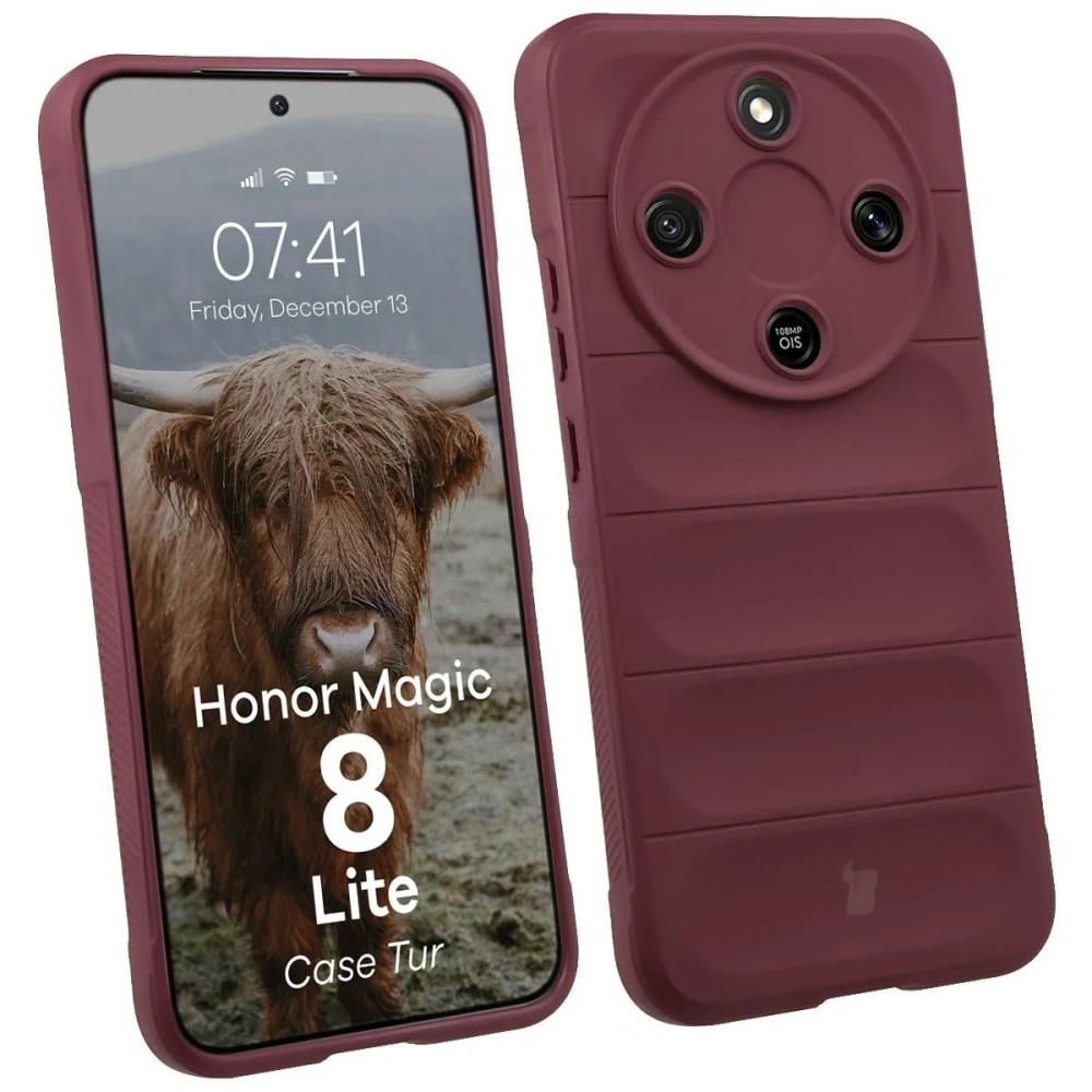 Pancerne etui Bizon Case Tur do Honor Magic8 Lite burgundowe
