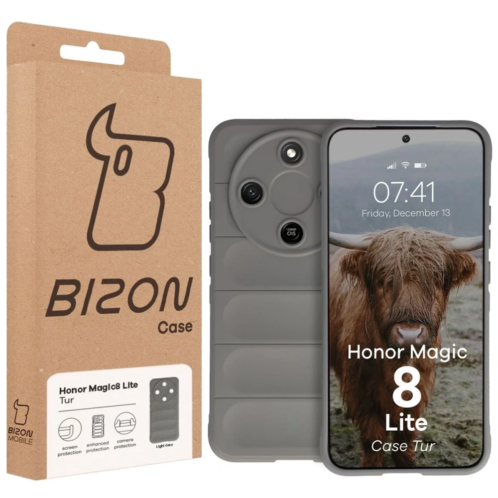 Pancerne etui Bizon Case Tur do Honor Magic8 Lite jasnoszare