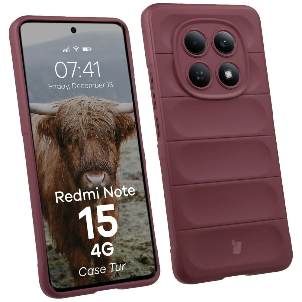 Pancerne etui Bizon Case Tur do Xiaomi Redmi Note 15 4G burgundowe