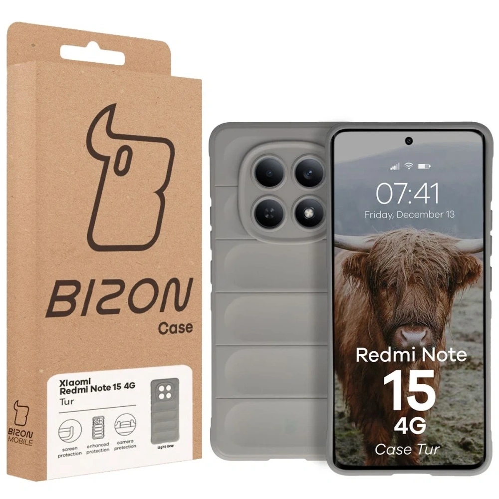 Pancerne etui Bizon Case Tur do Xiaomi Redmi Note 15 4G jasnoszare