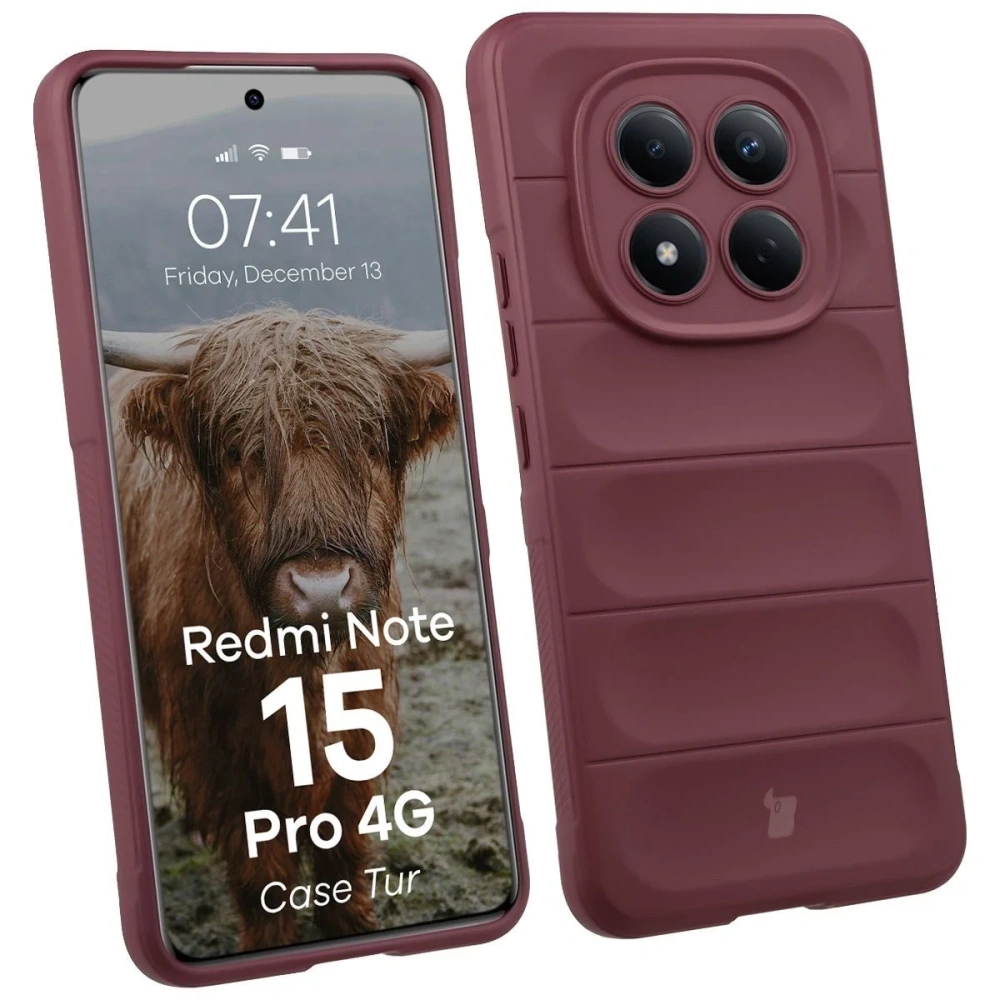 Pancerne etui Bizon Case Tur do Xiaomi Redmi Note 15 Pro 4G burgundowe