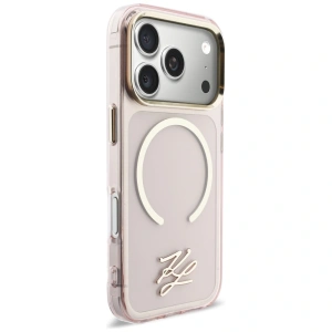 Etui Karl Lagerfeld IML KL Script Logo MagSafe do Apple iPhone 17 Pro Max różowy