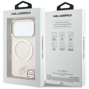 Etui Karl Lagerfeld IML KL Script Logo MagSafe do Apple iPhone 17 Pro różowy