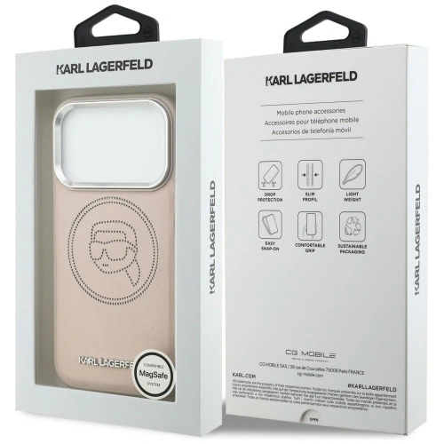 Etui Karl Lagerfeld K Head Point Logo MagSafe do Apple iPhone 17 Pro różowy