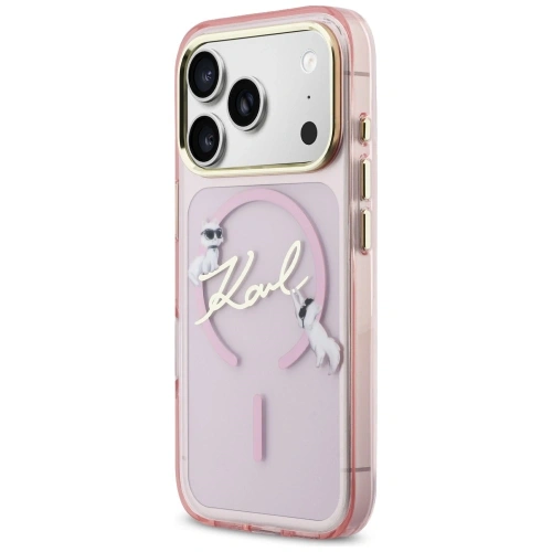Etui Karl Lagerfeld IML Choupettes Karl Script Logo MagSafe do Apple iPhone 17 Pro Max różowy