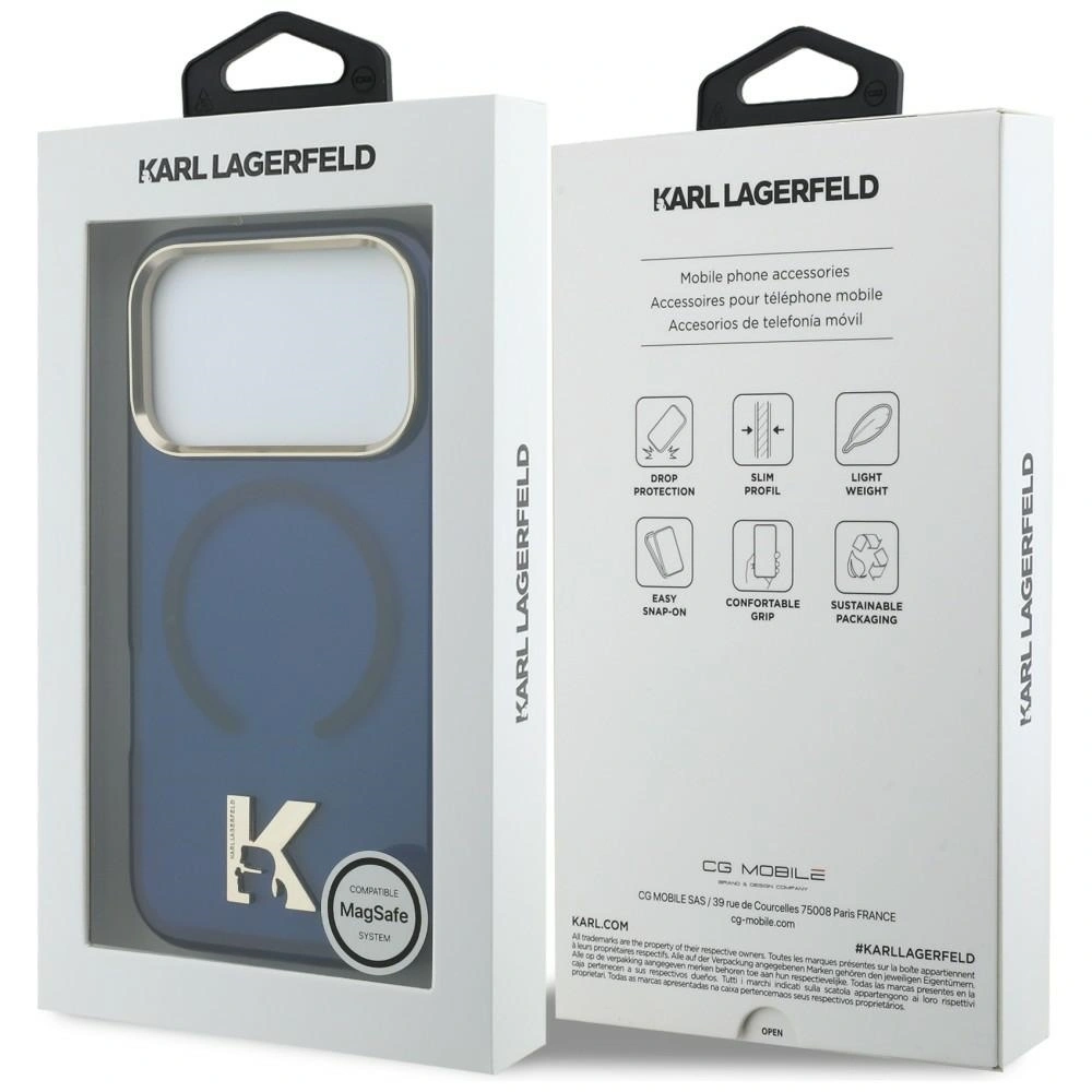 Etui Karl Lagerfeld IML K Head Logo MagSafe do Apple iPhone 17 Pro Max niebieski