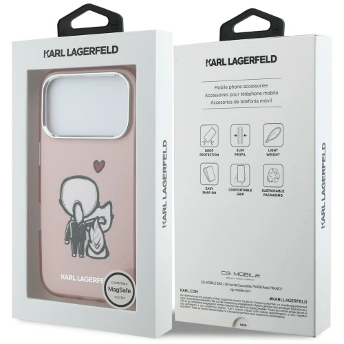 Etui Karl Lagerfeld Karl & Choupette Back MagSafe do Apple iPhone 17 Pro Max różowy