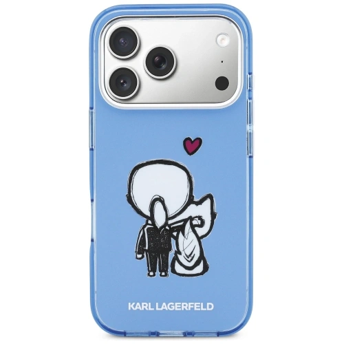 Etui Karl Lagerfeld Karl & Choupette Back MagSafe do Apple iPhone 17 Pro niebieski