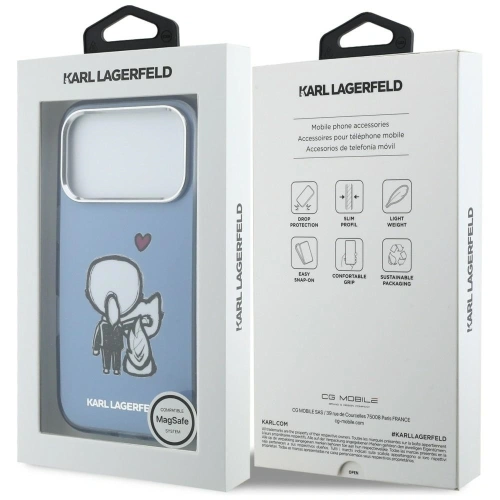 Etui Karl Lagerfeld Karl & Choupette Back MagSafe do Apple iPhone 17 Pro niebieski