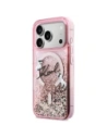 Etui Karl Lagerfeld Liquid Glitter Karl Script Logo MagSafe do Apple iPhone 17 Pro Max różowy