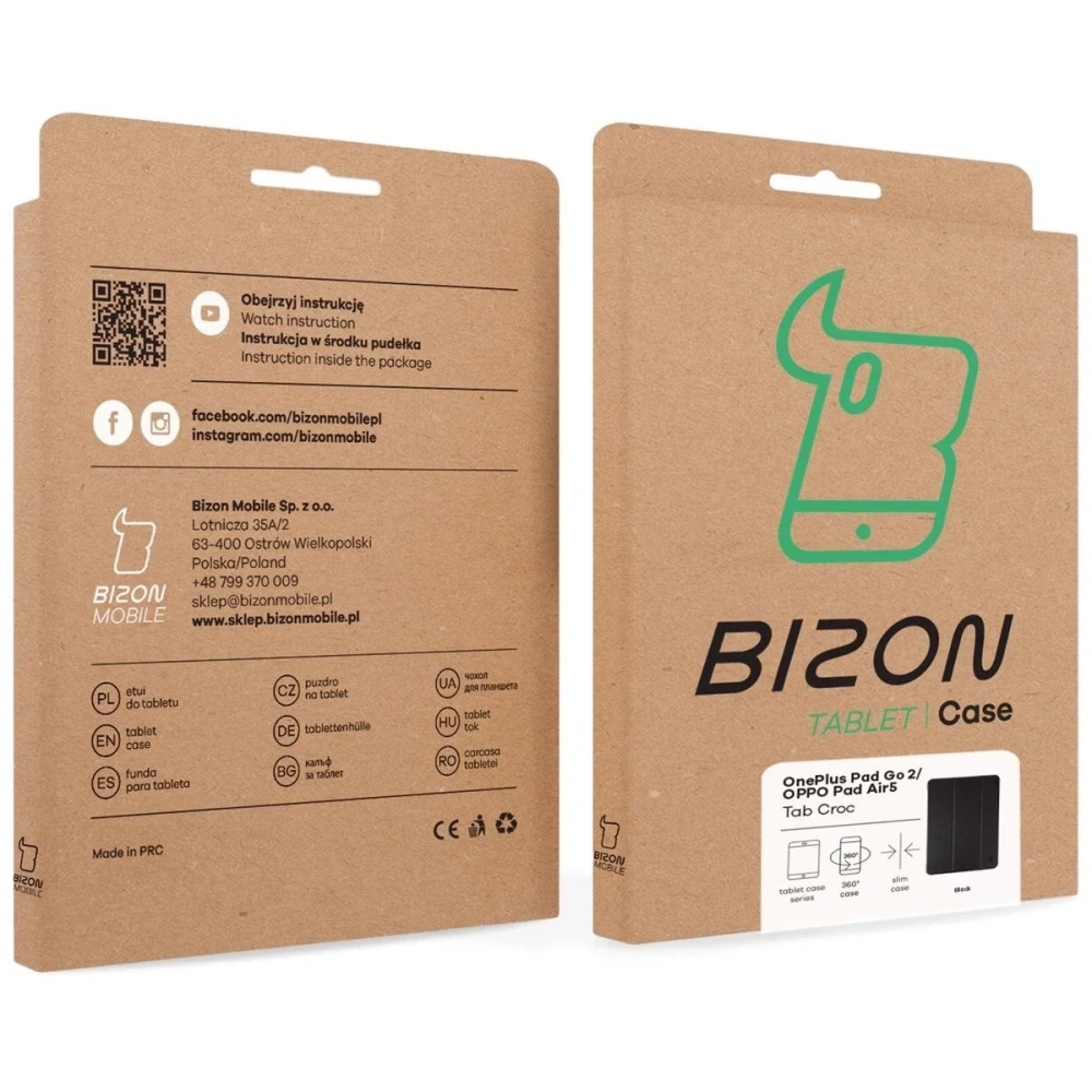 Etui z klapką Bizon Case Tab Croc do OnePlus Pad Go 2 / Oppo Pad Air5 czarne