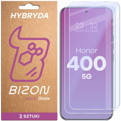 Elastyczne szkło hybrydowe Bizon Glass Mule Duo do Honor 400 [2 PACK]
