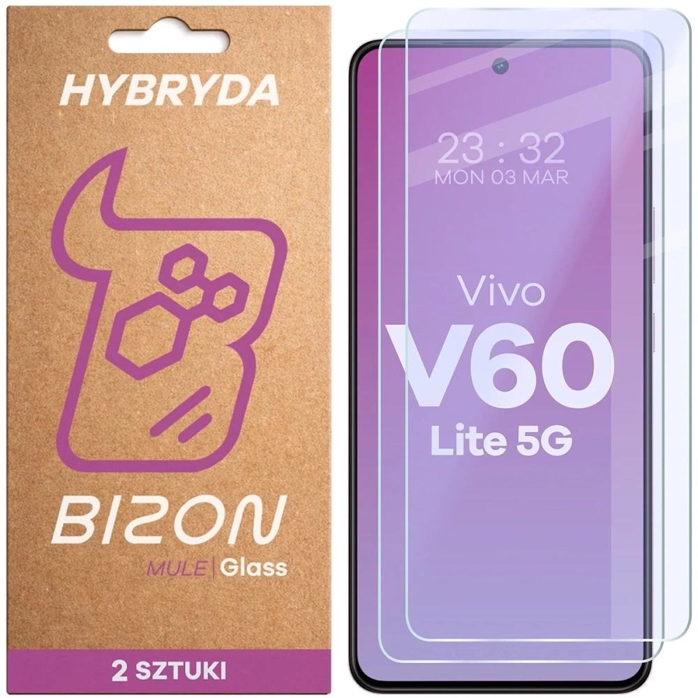 Elastyczne szkło hybrydowe Bizon Glass Mule Duo do Vivo V60 Lite 5G [2 PACK]