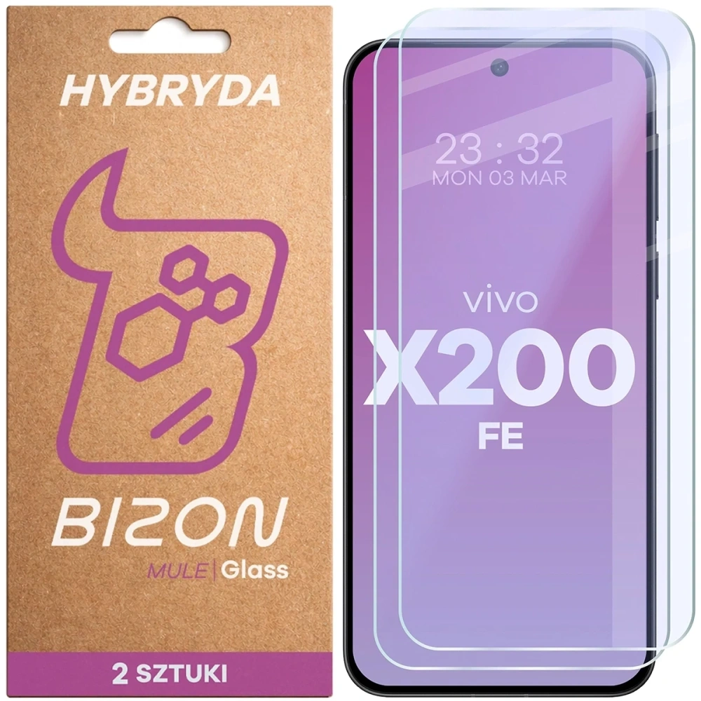 Elastyczne szkło hybrydowe Bizon Glass Mule Duo do Vivo X200 FE [2 PACK]
