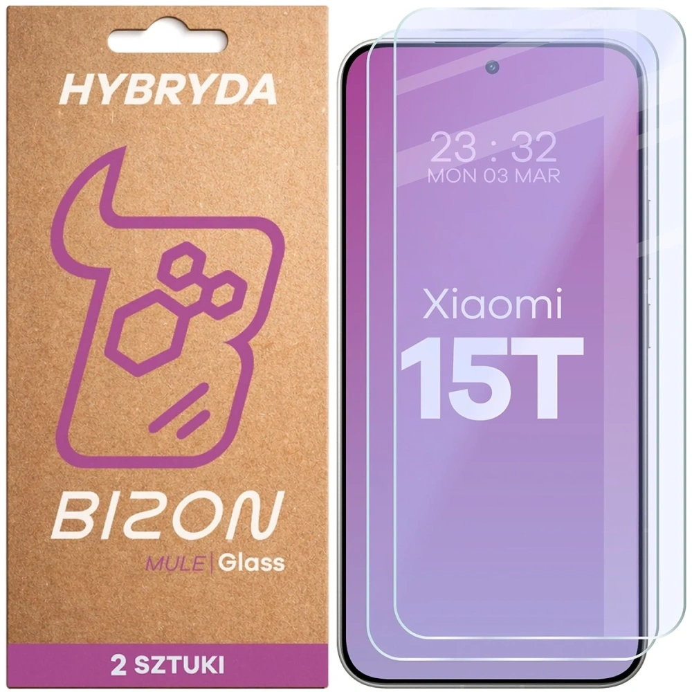 Elastyczne szkło hybrydowe Bizon Glass Mule Duo do Xiaomi 15T [2 PACK]