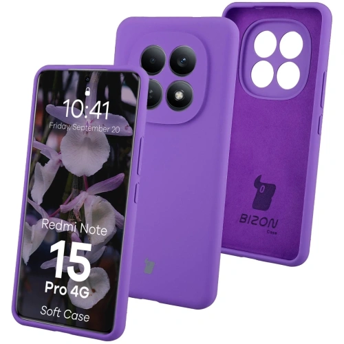 Silikonowe etui Bizon Soft Case do Xiaomi Redmi Note 15 Pro 4G fioletowe