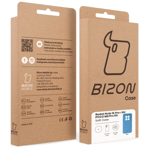Silikonowe etui Bizon Soft Case do Xiaomi Redmi Note 15 Pro+ Plus 5G / POCO M8 Pro 5G niebieskie