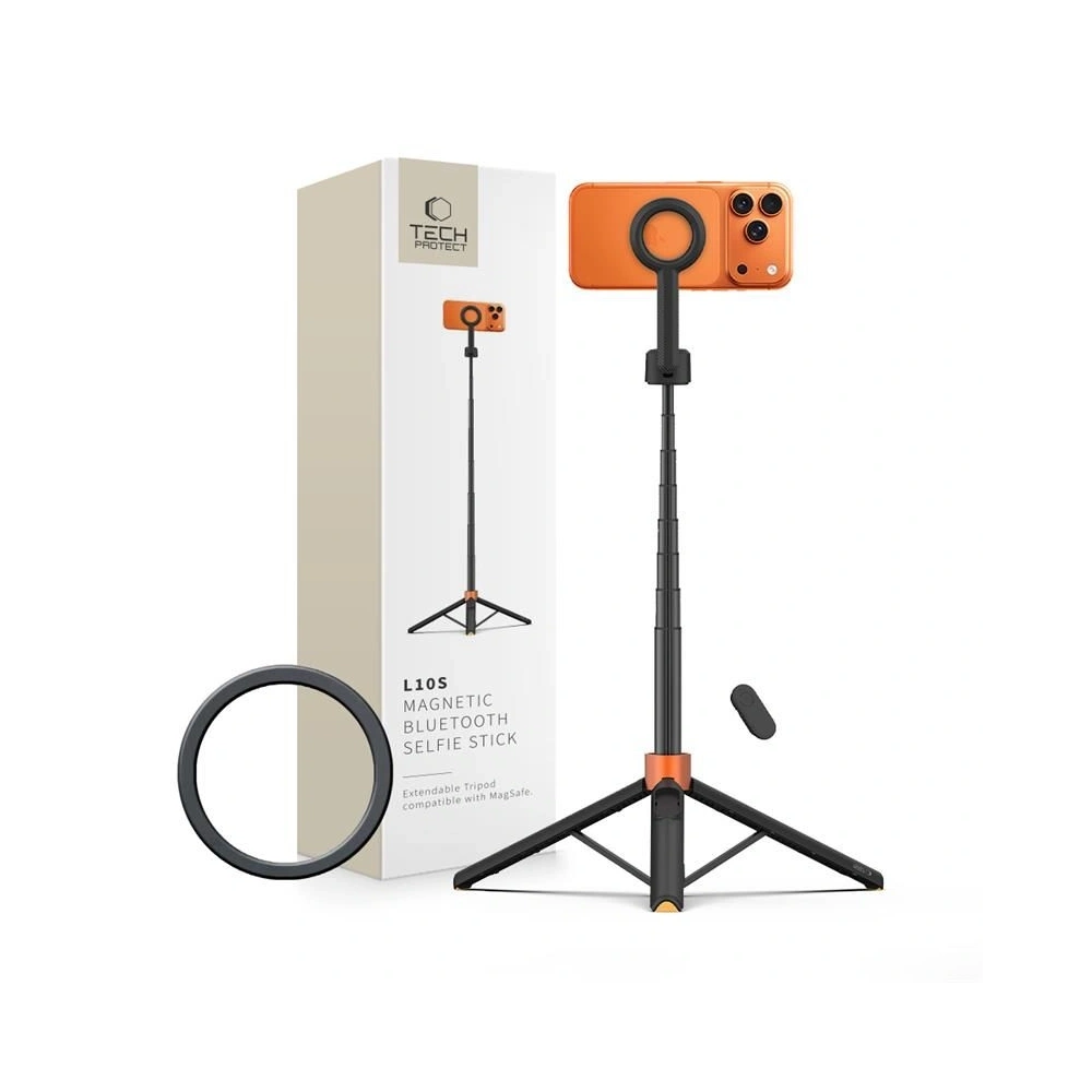 Kijek do selfie Tech-Protect L10D MagSafe Bluetooth Selfie Stick Tripod Black/orange