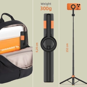 Kijek do selfie Tech-Protect L10D MagSafe Bluetooth Selfie Stick Tripod Black/orange