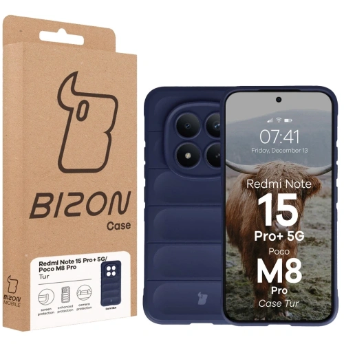 Pancerne etui Bizon Case Tur do Xiaomi Redmi Note 15 Pro+ Plus 5G / POCO M8 Pro 5G granatowe