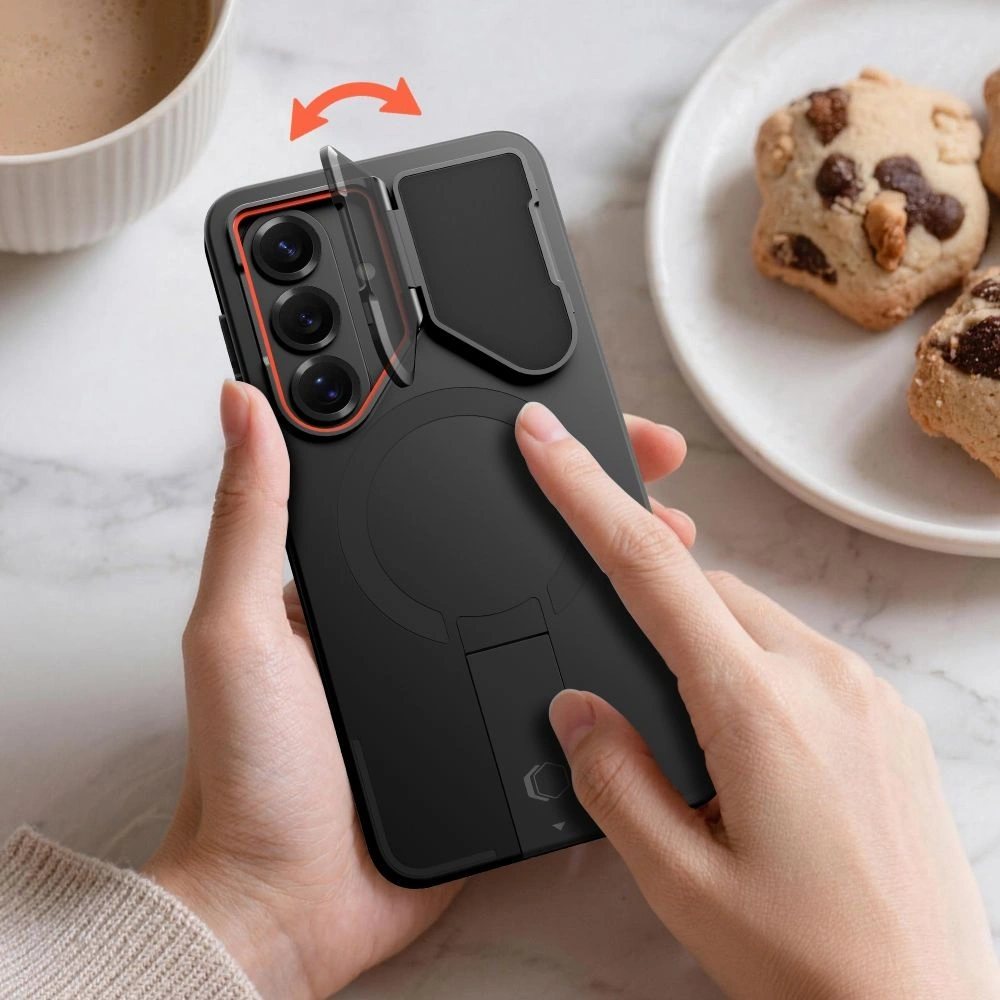 Etui Tech-Protect Kevlar Aura MagSafe do Samsung Galaxy S26 Black/orange