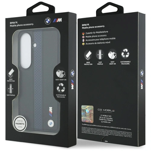 Etui BMW Perforated Stripe Logo MagSafe do Samsung Galaxy S26 niebieski