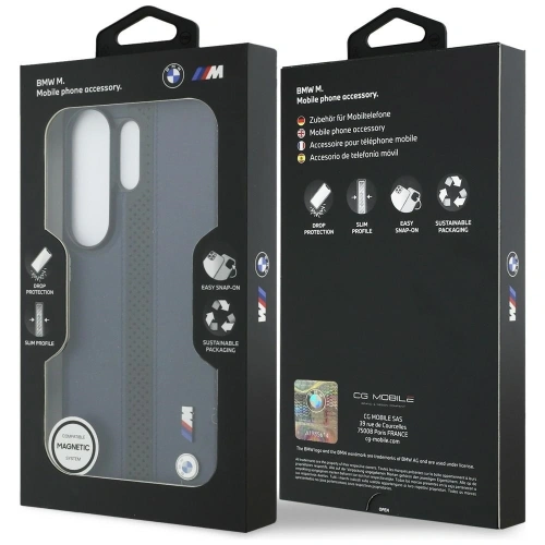 Etui BMW Perforated Stripe Logo MagSafe do Samsung Galaxy S26 Ultra granatowy