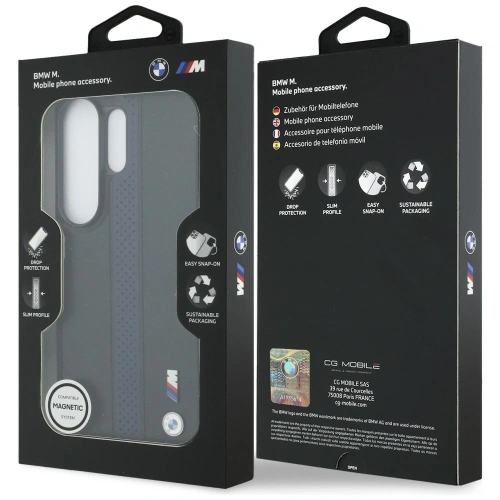 Etui BMW Perforated Stripe Logo MagSafe do Samsung Galaxy S26 Ultra niebieski