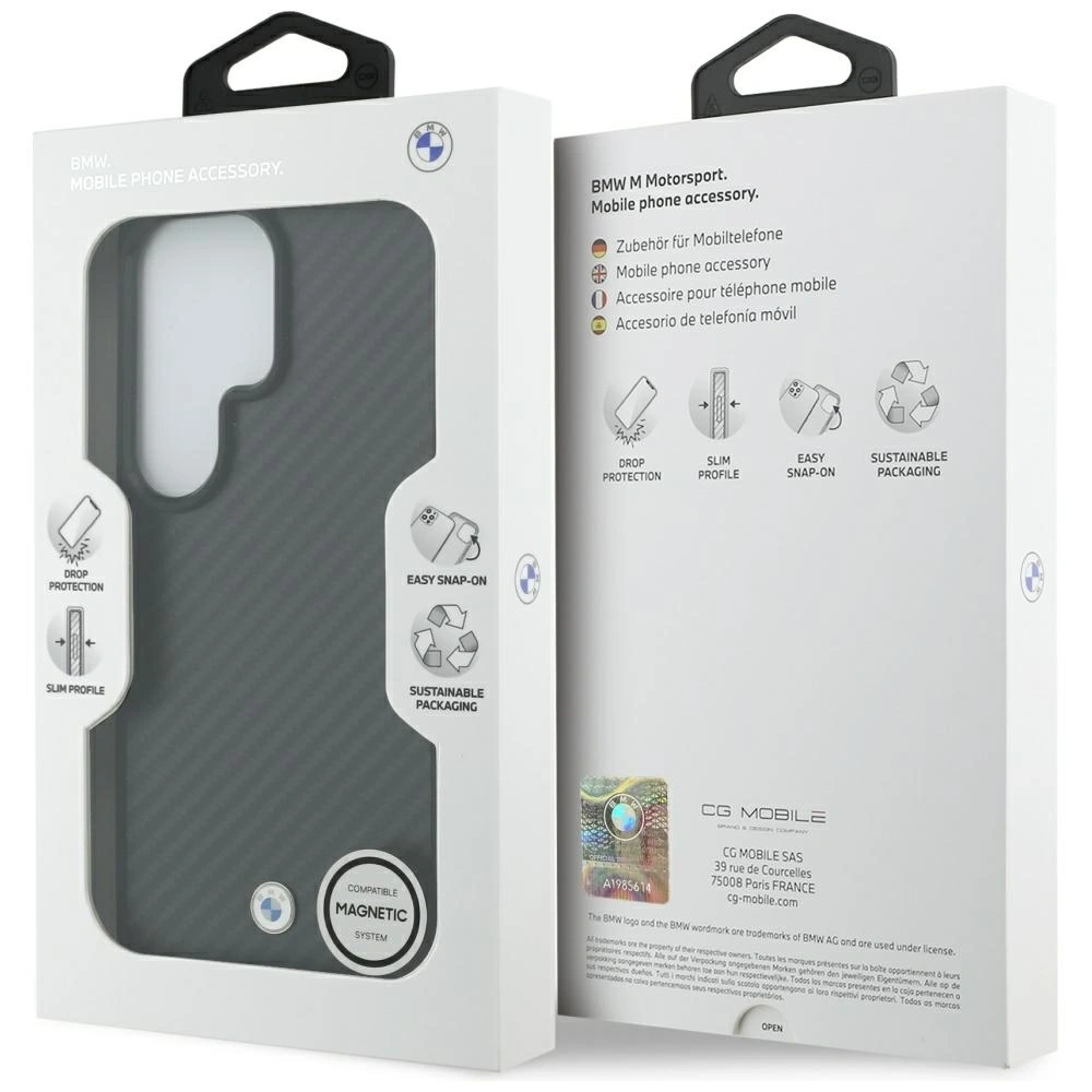 Etui BMW Sign Magnetic Carbon Fiber MagSafe do Samsung Galaxy S26 Ultra czarny