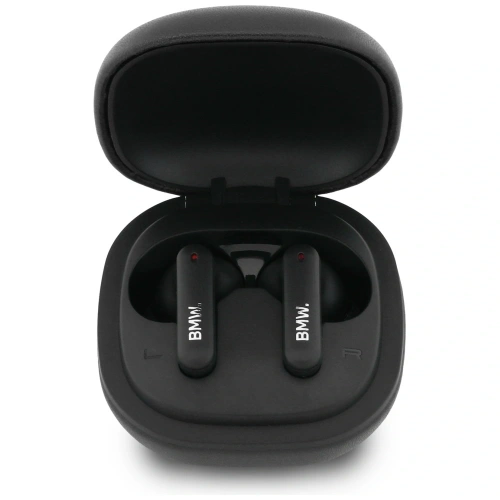 Bezprzewodowe słuchawki dokanałowe Bluetooth TWS BMW Leather Metal Logo ENC czarny