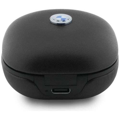 Bezprzewodowe słuchawki dokanałowe Bluetooth TWS BMW Leather Metal Logo ENC czarny