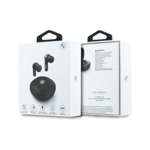 Bezprzewodowe słuchawki dokanałowe Bluetooth TWS BMW Leather Metal Logo ENC czarny