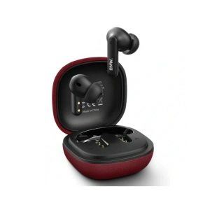 Bezprzewodowe słuchawki dokanałowe Bluetooth TWS BMW Leather Metal Logo ENC czerwony