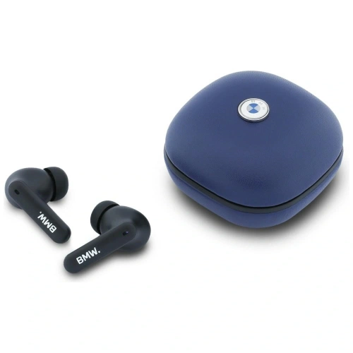 Bezprzewodowe słuchawki dokanałowe Bluetooth TWS BMW Leather Metal Logo ENC granatowy