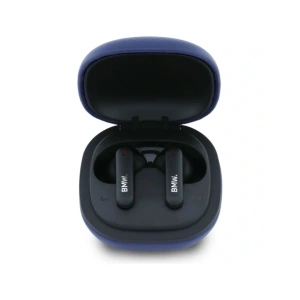 Bezprzewodowe słuchawki dokanałowe Bluetooth TWS BMW Leather Metal Logo ENC granatowy