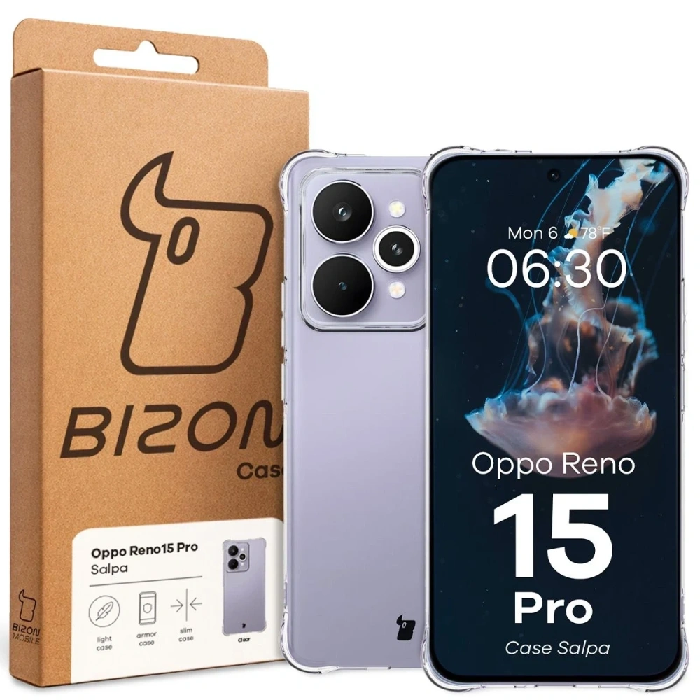 Elastyczne etui Bizon Case Salpa do Oppo Reno 15 Pro przezroczyste