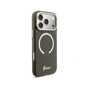 Etui Guess IML Glitters Script Strap MagSafe do Apple iPhone 17 Pro Max czarny