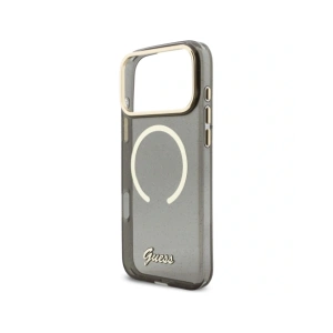 Etui Guess IML Glitters Script Strap MagSafe do Apple iPhone 17 Pro Max czarny