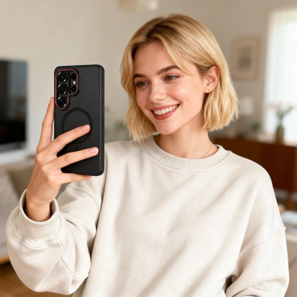 Etui Tech-Protect MagCam MagSafe do Samsung Galaxy S26 Ultra Matte Black/red