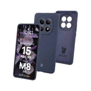 Silikonowe etui Bizon Soft Case do Xiaomi Redmi Note 15 / POCO M8 5G ciemnoniebieskie