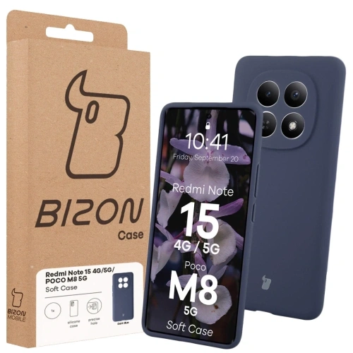 Silikonowe etui Bizon Soft Case do Xiaomi Redmi Note 15 / POCO M8 5G ciemnoniebieskie