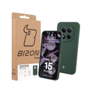 Silikonowe etui Bizon Soft Case do Xiaomi Redmi Note 15 Pro 5G ciemnozielone