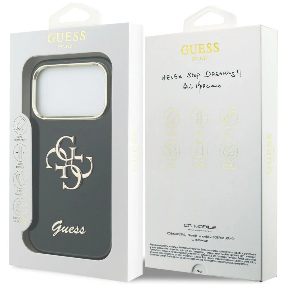 Etui Guess IML 4G Script Metal do Apple iPhone 17 Pro Max czarny
