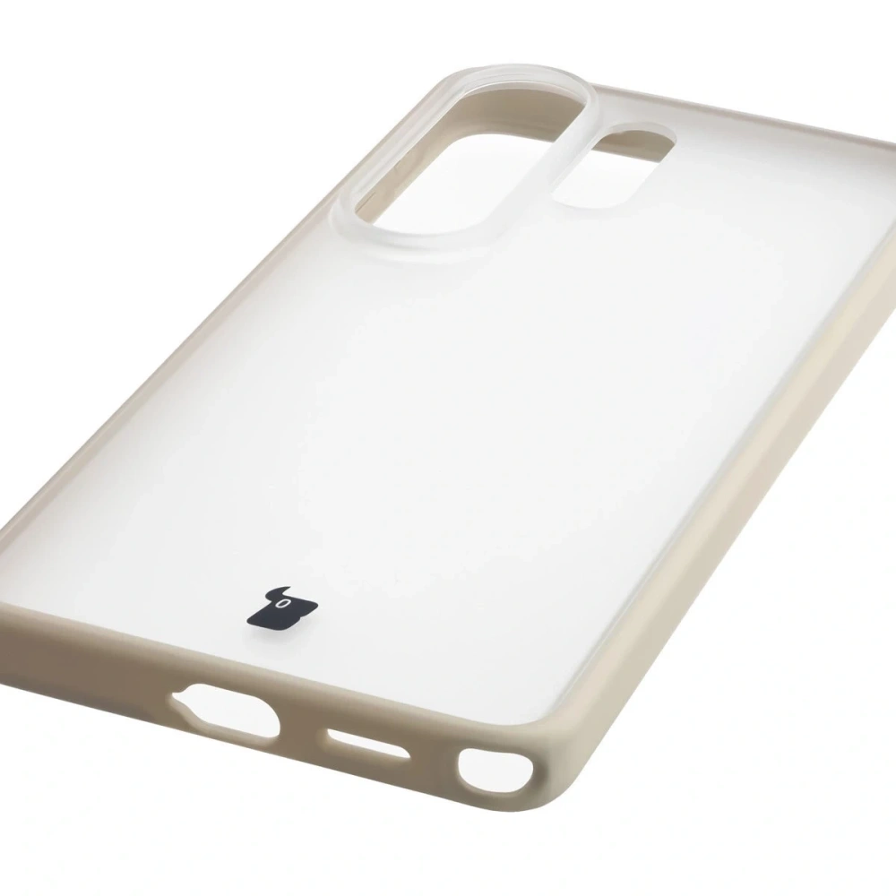 Etui Bizon Case Angelo do Samsung Galaxy S26 Ultra półprzezroczyste z beżową ramką