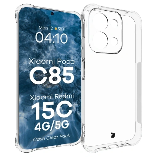Elastyczne etui + 2x szkło hartowane Bizon Case Clear Pack do Xiaomi Redmi 15C 4G / 5G / POCO C85 4G